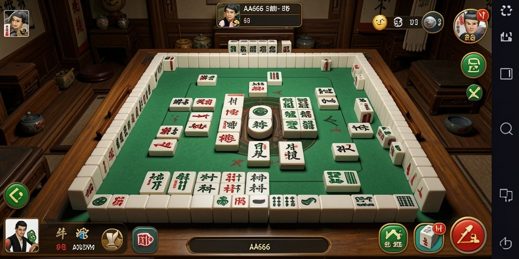 Screenshot gameplay AA666 dengan tampilan papan Mahjong yang menarik.