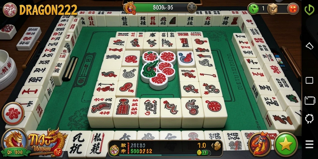 Tampilan gameplay <strong>DRAGON222</strong> menunjukkan aksi menyusun ubin Mahjong.