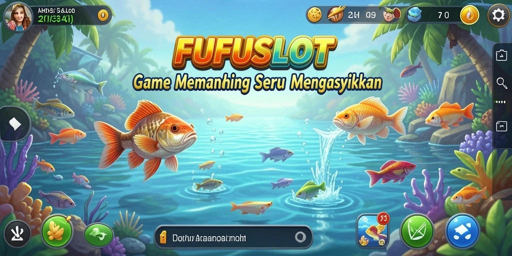 Screenshot gameplay FUFUSLOT menunjukkan aksi memancing yang mendebarkan.
