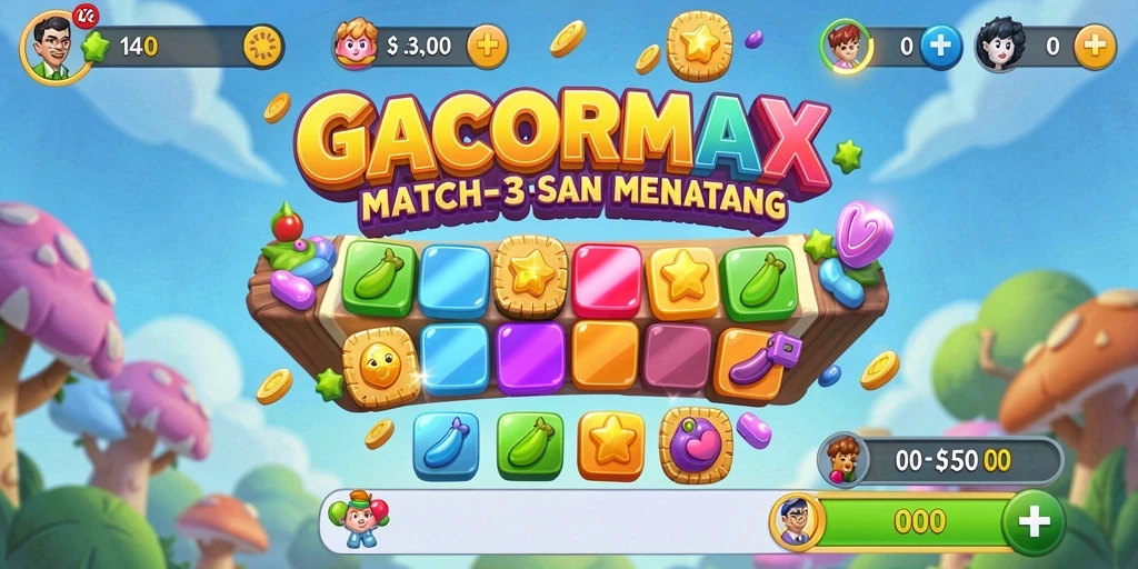 Tampilan gameplay seru dari GACORMAX dengan tantangan Match-3.