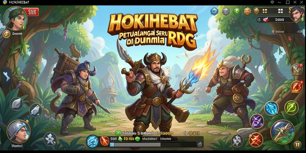 Tampilan gameplay menarik dari HOKIHEBAT dengan pertarungan RPG yang mendebarkan.