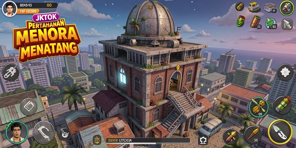 Tampilan gameplay JKTOK menampilkan aksi menara pertahanan yang mendebarkan.