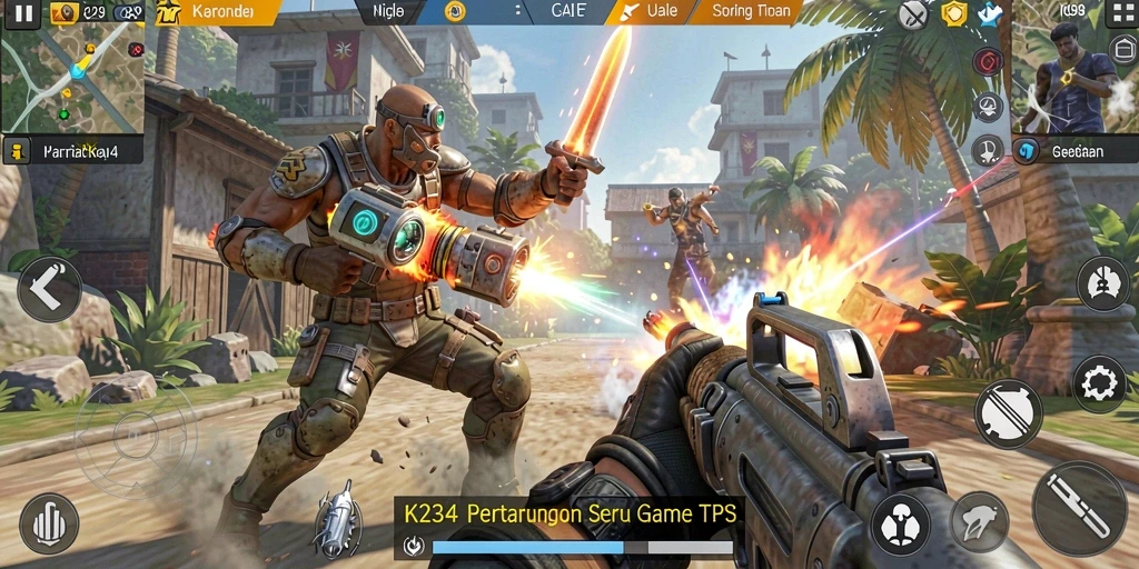 Screenshot K234 menampilkan aksi intens dalam pertempuran TPS.