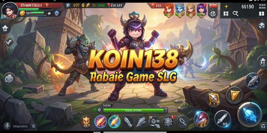Screenshot dari KOIN138 menampilkan aksi strategis intens dalam gameplay SLG.