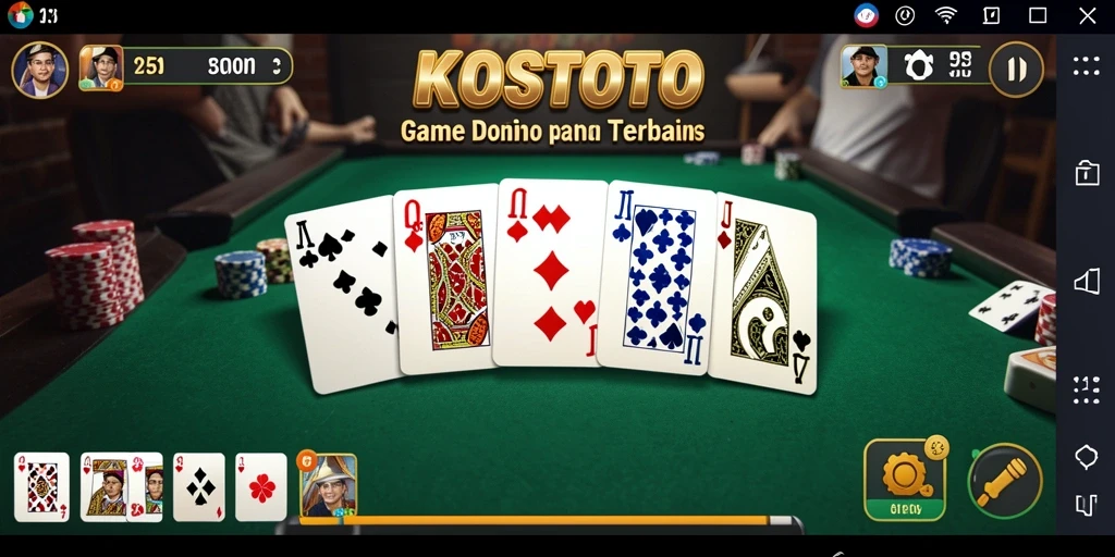Gameplay seru KOSTOTO menampilkan aksi kartu Domino yang penuh strategi.