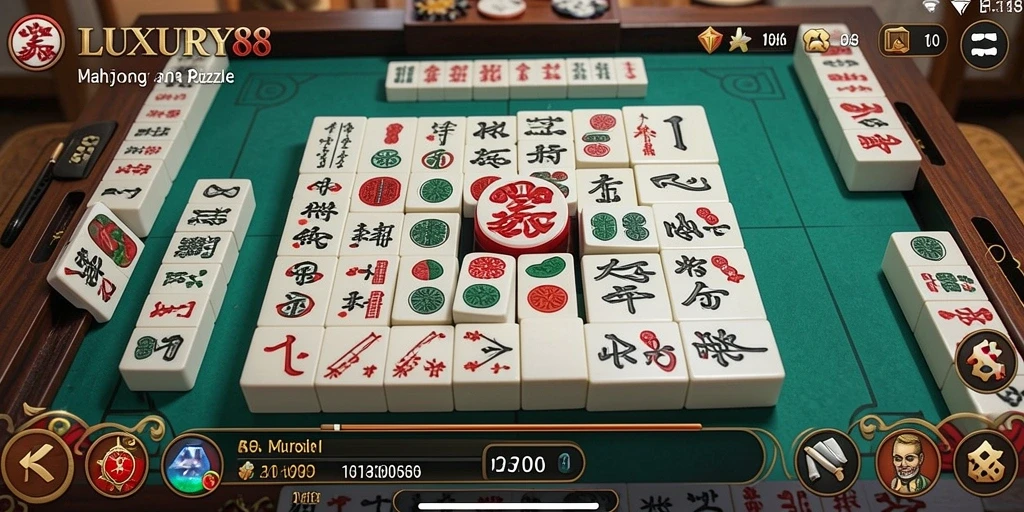 Screenshot LUXURY88 menampilkan gameplay Mahjong yang mendebarkan.