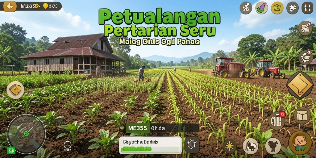 Tampilan screenshot utama ME355 menampilkan aktivitas bertani yang mendebarkan.