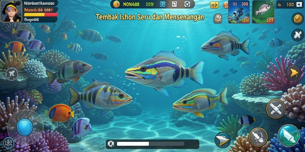 Screenshot permainan NONA88 menampilkan aksi seru Tembak Ikan.