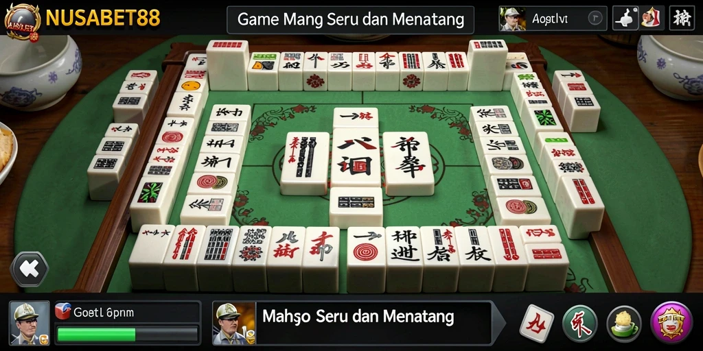 Tampilan gameplay menarik dari NUSABET88 dengan elemen Mahjong yang klasik.