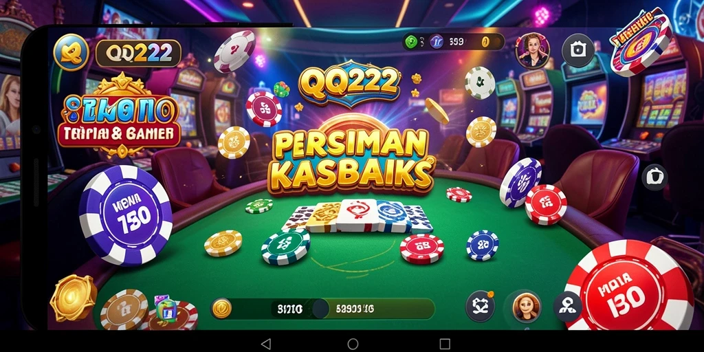 Screenshot permainan QQ222 dengan grafis kasino yang menarik.