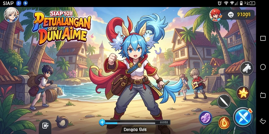 Tampilan gameplay seru dalam dunia anime yang penuh warna.